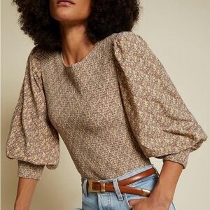Nation LTD Pepper Smocked Romance Blouse Puff Sleeve Boho Cottagecore